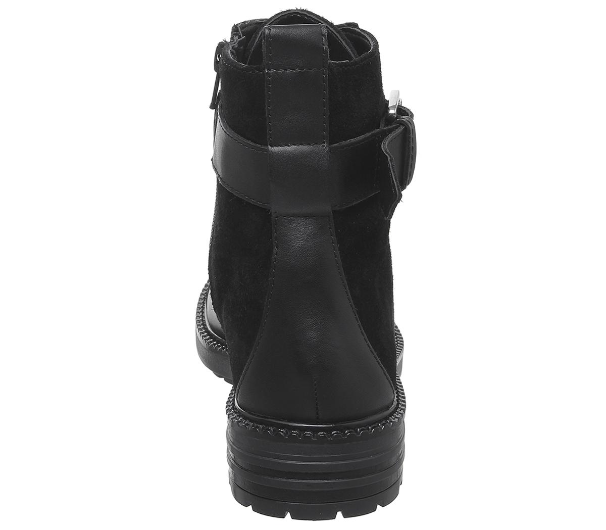 alpaca buckle lace up biker boots