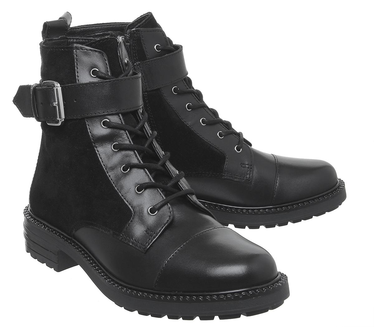 alpaca buckle lace up biker boots