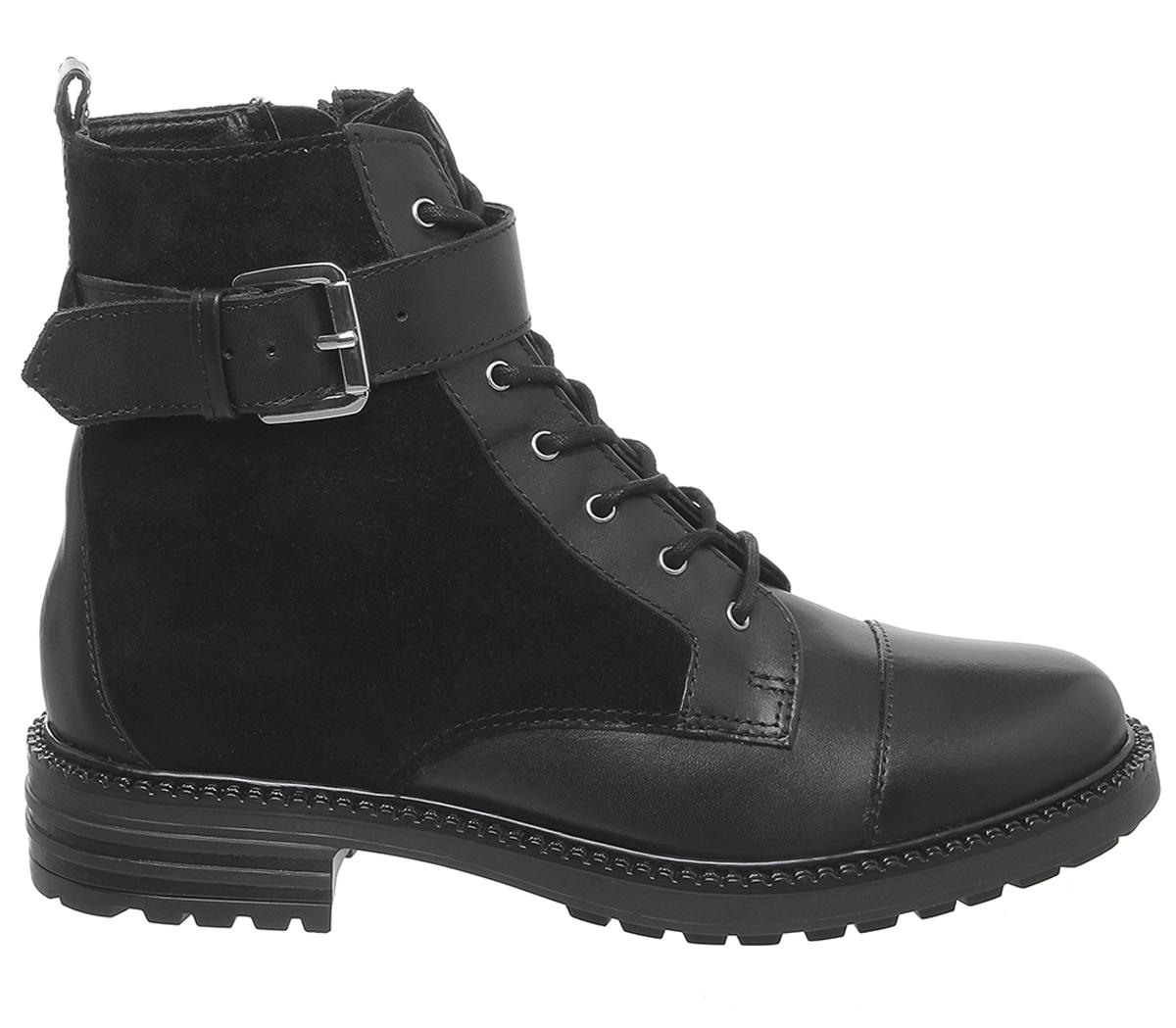 alpaca buckle lace up biker boots