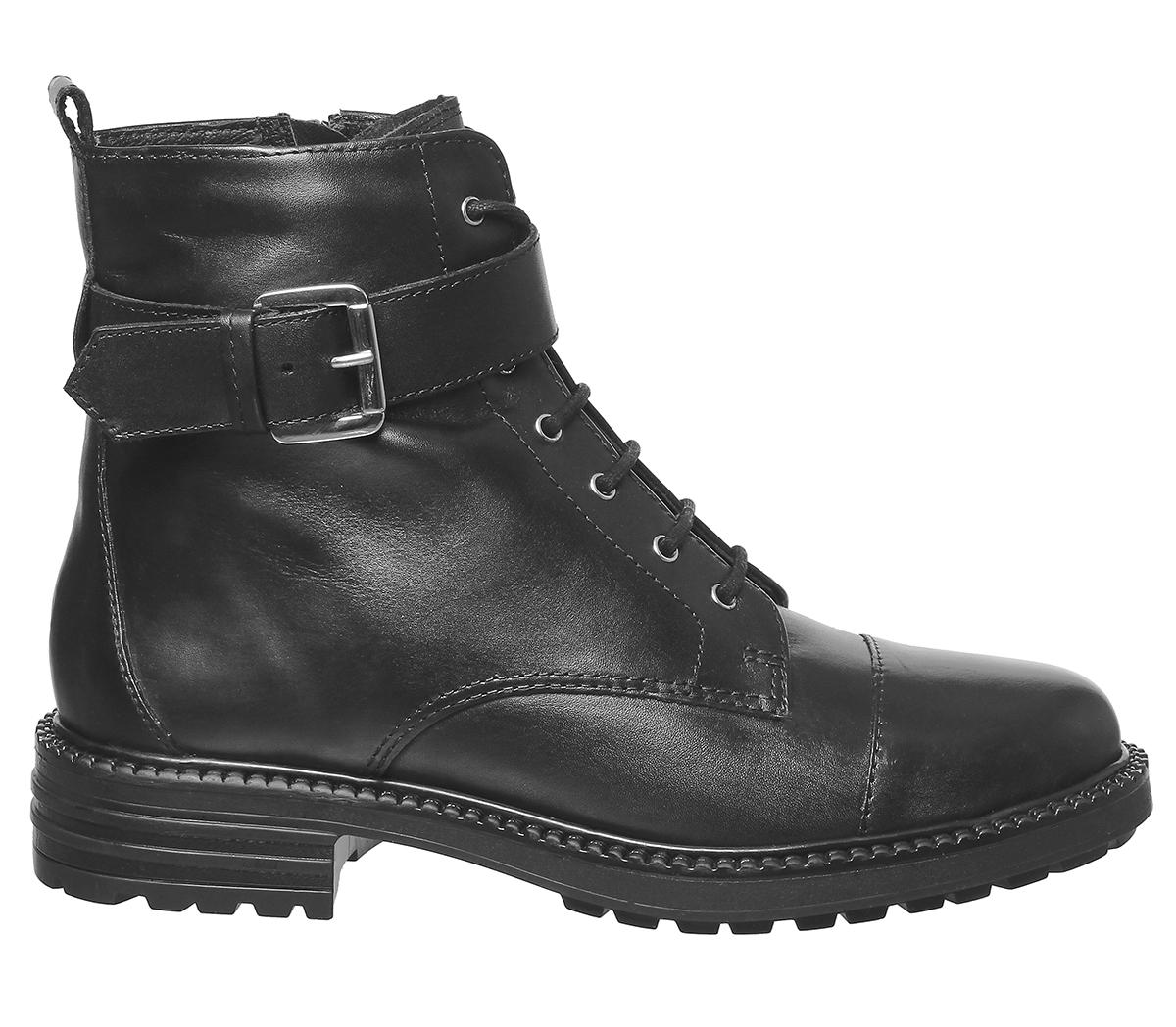 alpaca buckle lace up biker boots
