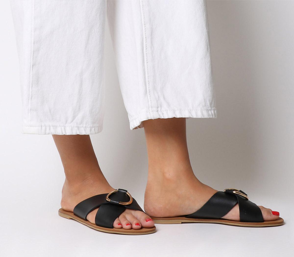 mule sandals black