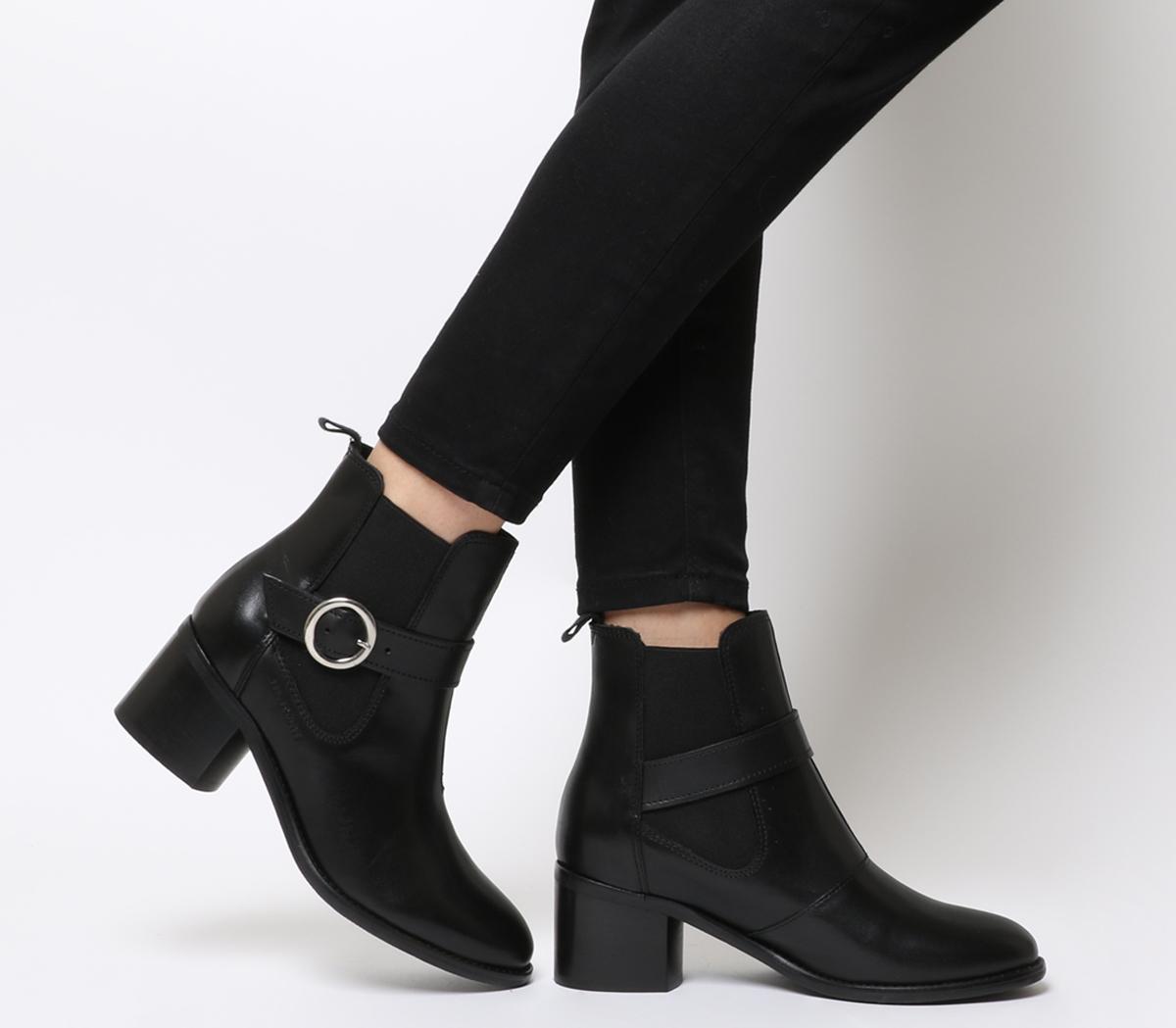 Ten Points Josette Chelsea Buckle BLACK LEATHER,Schwarz