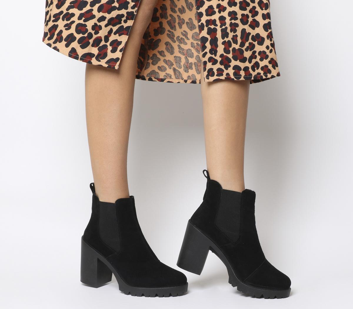 heeled chunky ankle boots