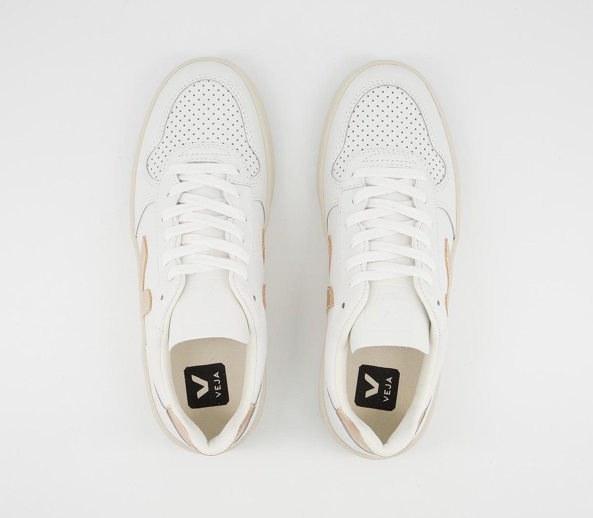 white trainers rose gold