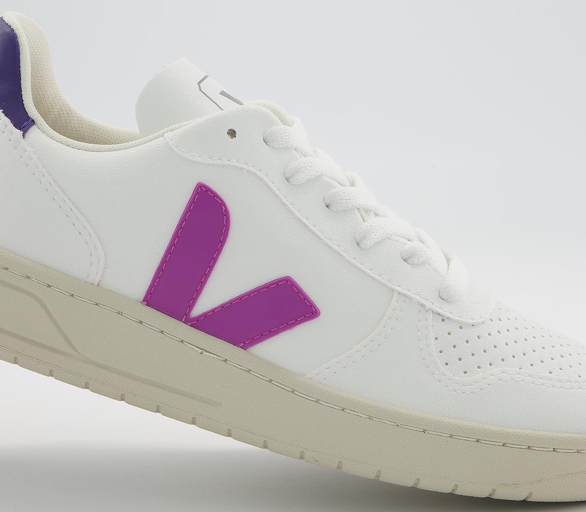 Veja V-10 Trainers White Ultraviolet Purple Vegan F - Sneaker damen