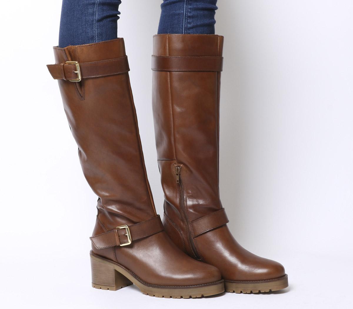 tan leather long boots
