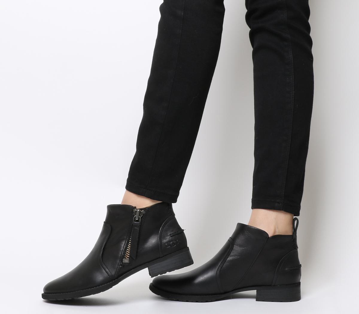 ugg black leather ankle boots