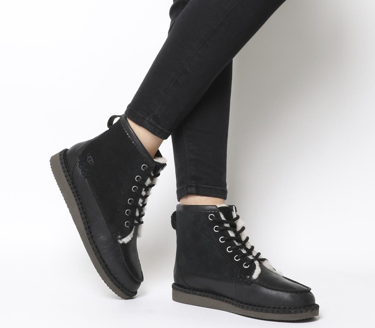 UGG Quinlin Lace Up Boots Black - Ankle 