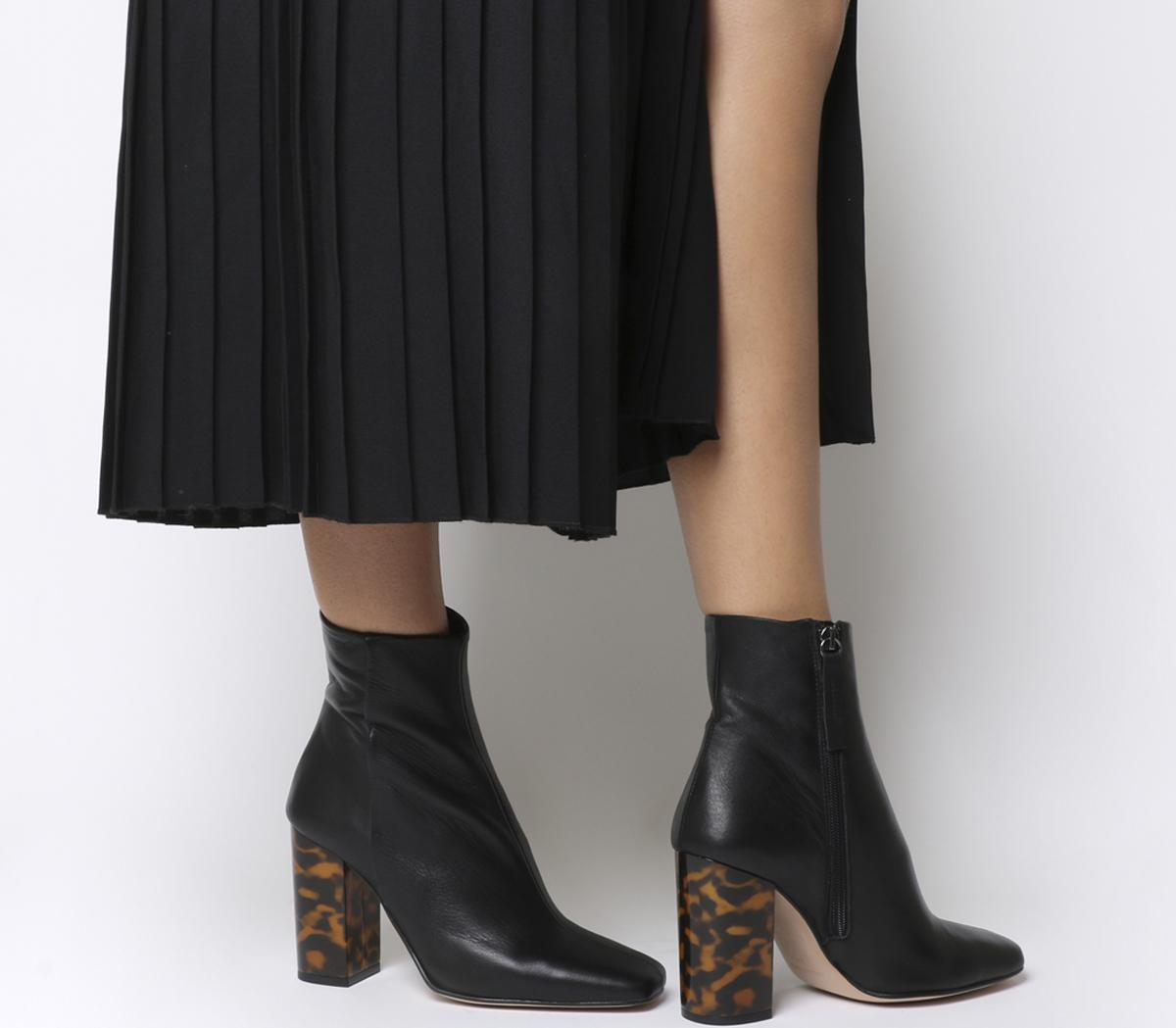 black block heel ankle boots leather