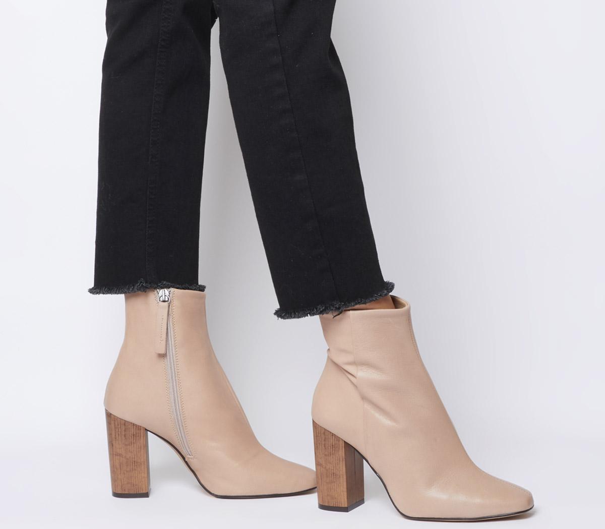 nude heeled ankle boots
