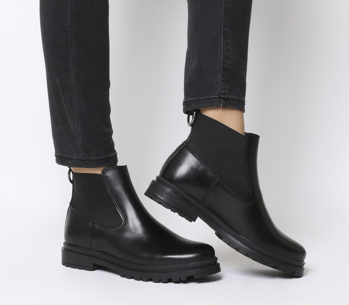black leather chelsea boots womens
