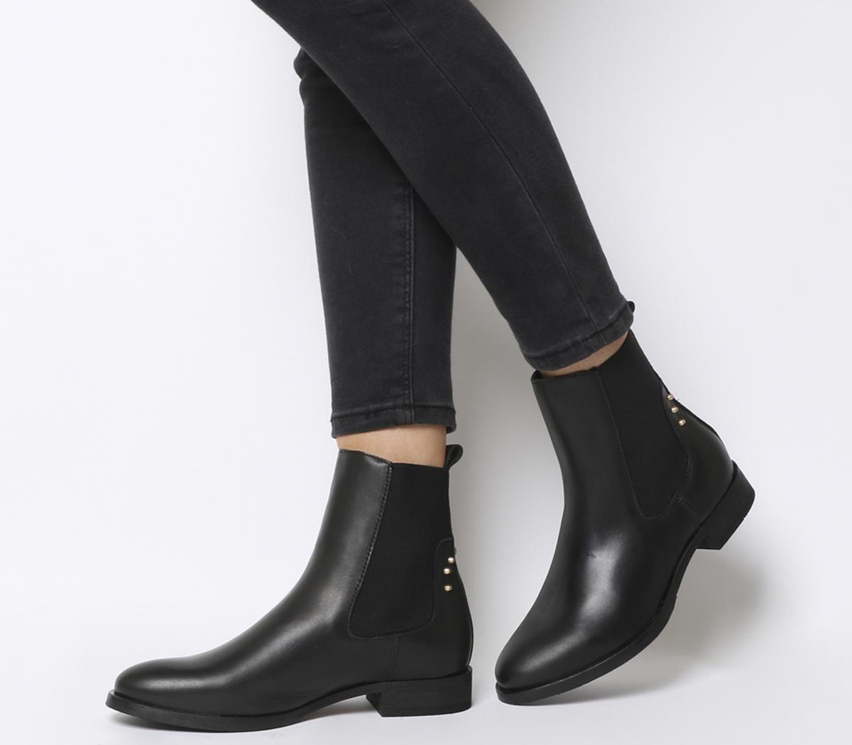 ladies black leather chelsea boots