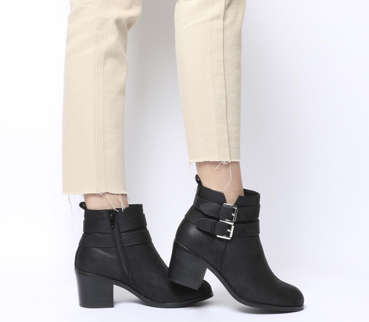 Office Author Double Buckle Boots Black 