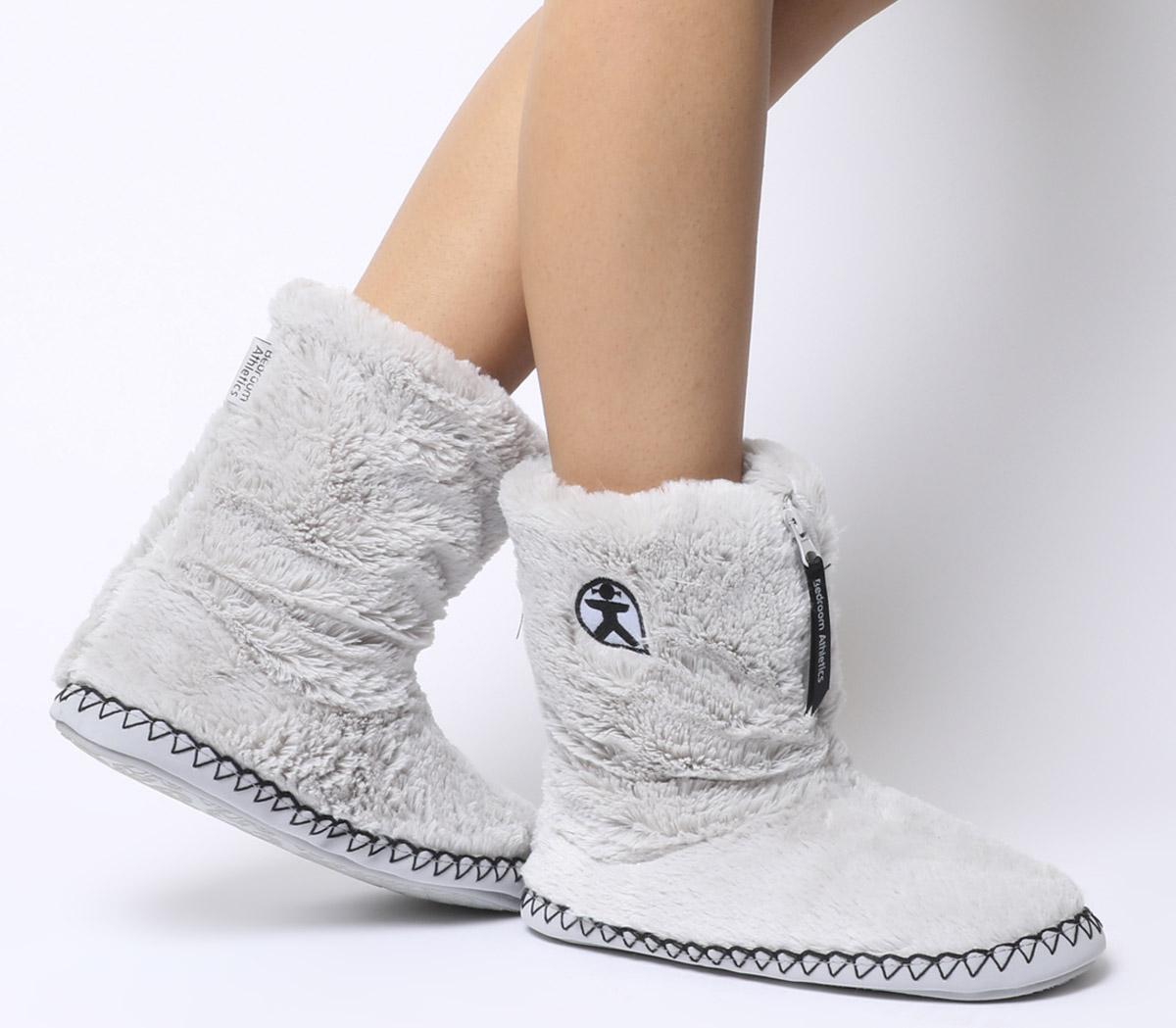 grey fluffy boot slippers