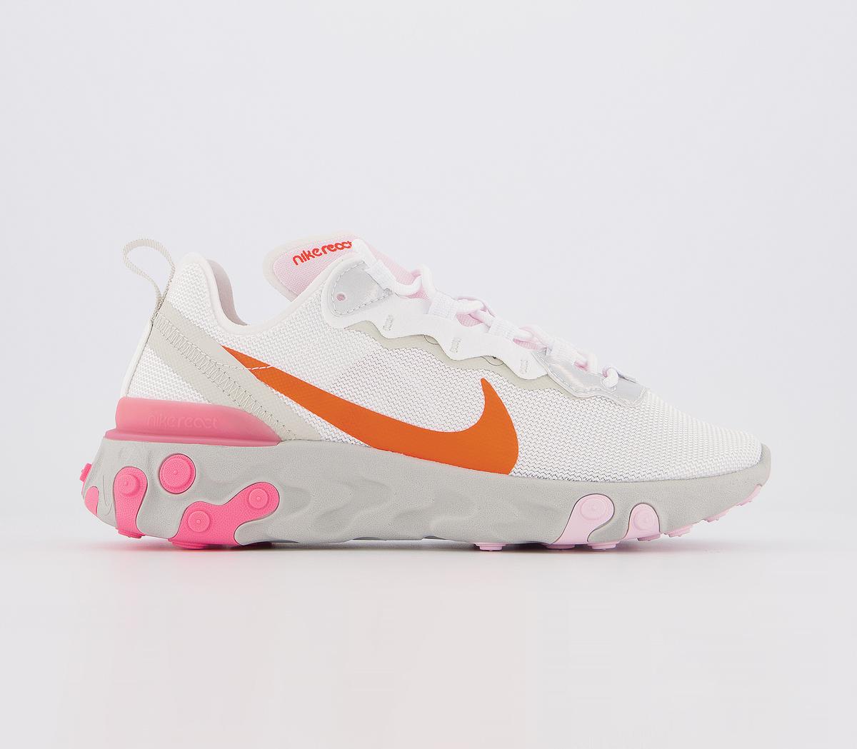 Nike React Element 55 Trainers White Hyper Crimson Digital Pink Foam Light Bone F Hers Trainers