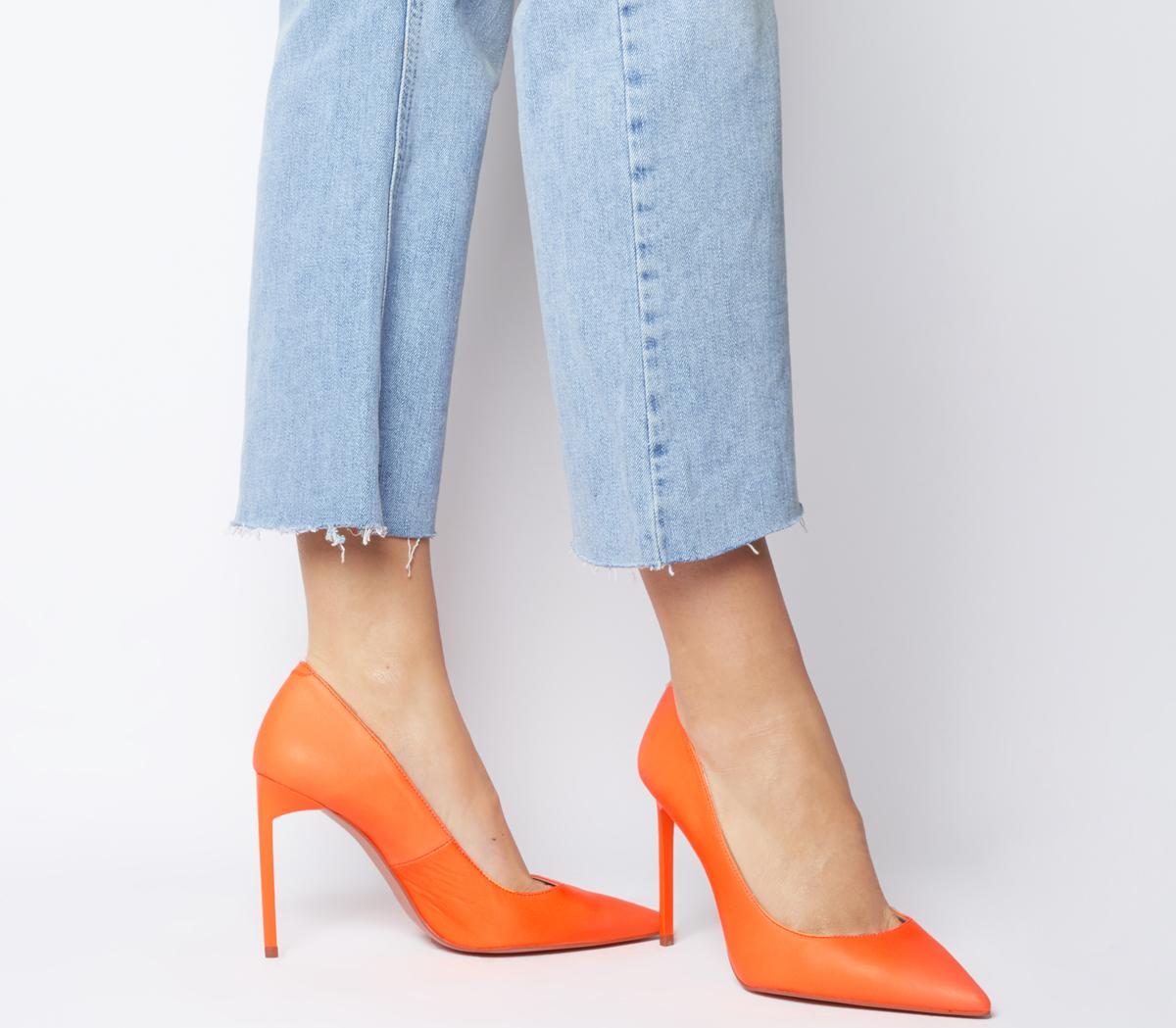orange neon heels