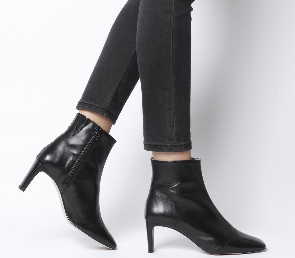 black leather ankle boots low heel