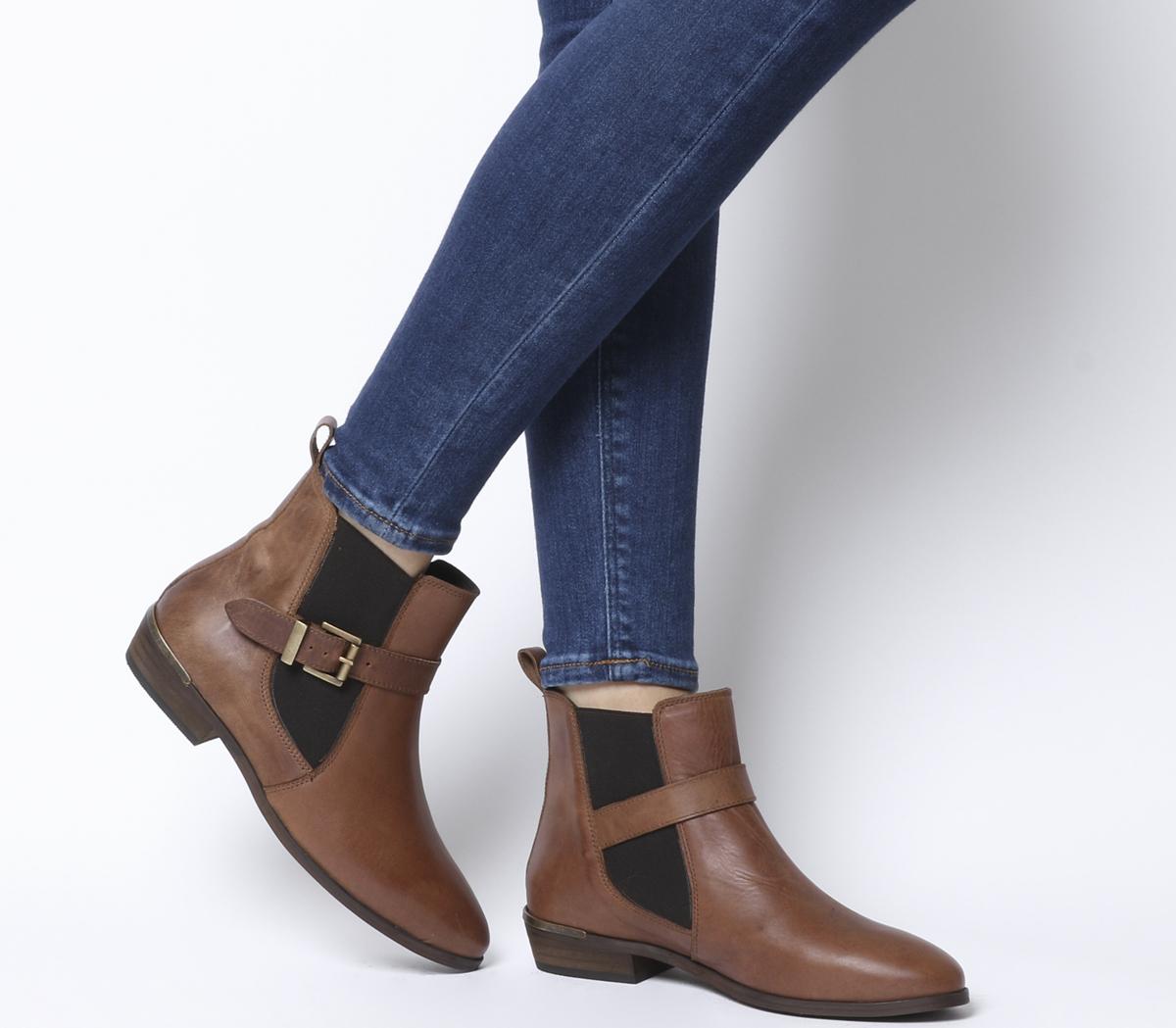 womens flat buckle boots