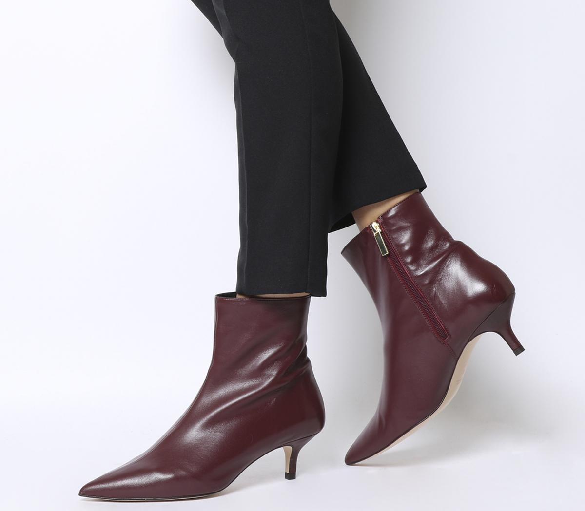 burgundy leather ankle boots womens