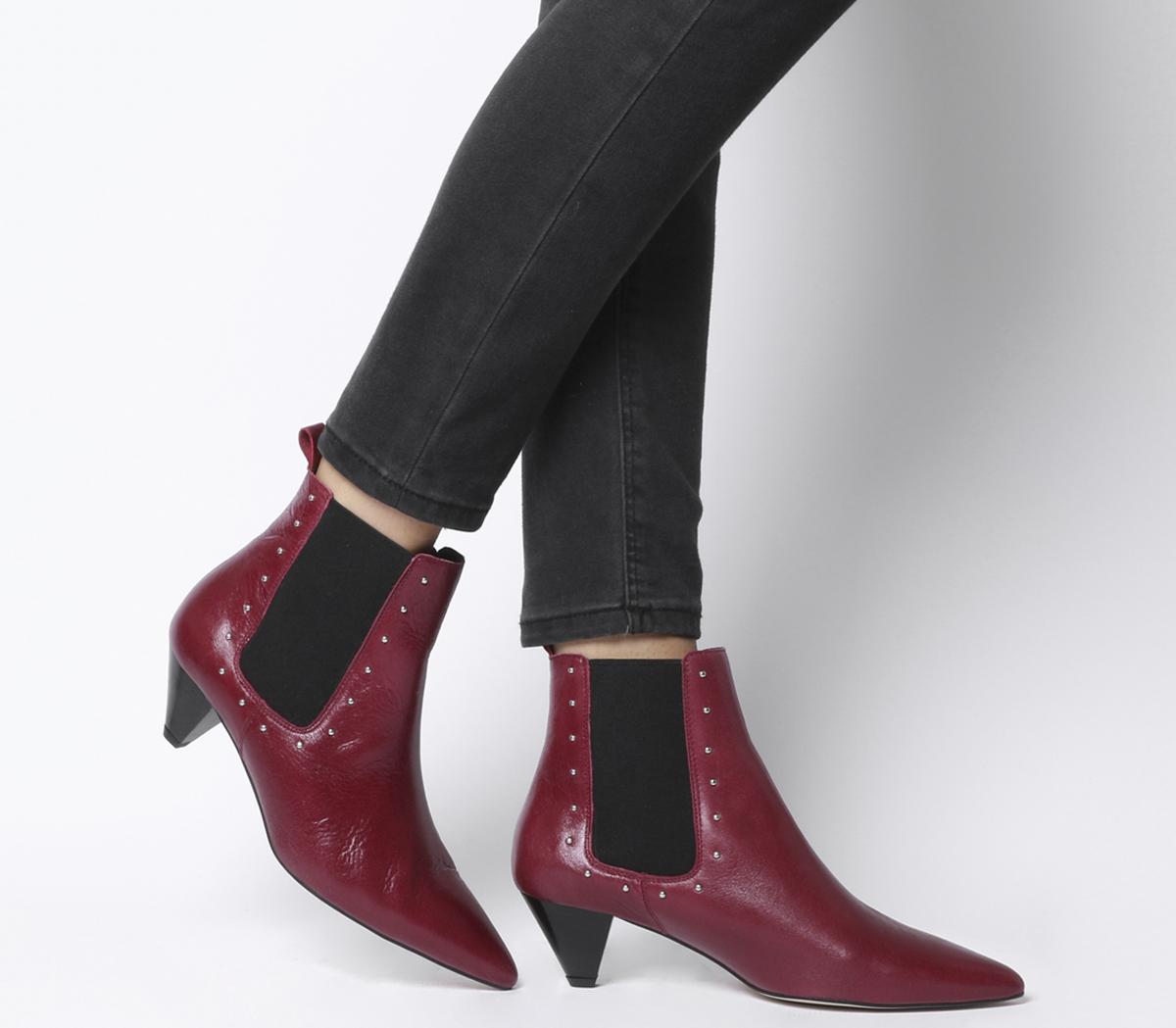 red cone heel boots