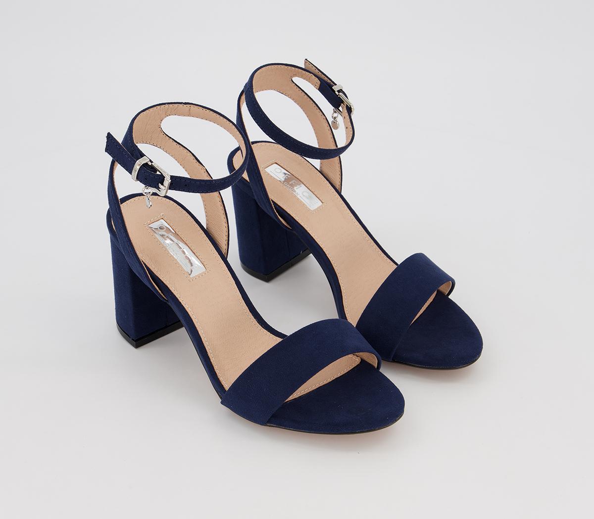 Office Marigold Mid Block With Charm Heels Navy Micro - Mid Heels