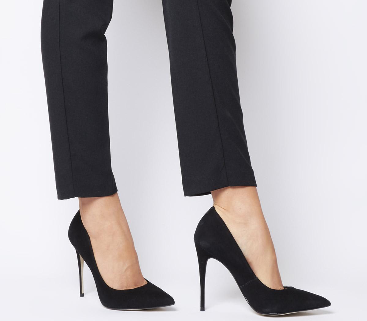 black pointed stiletto heels