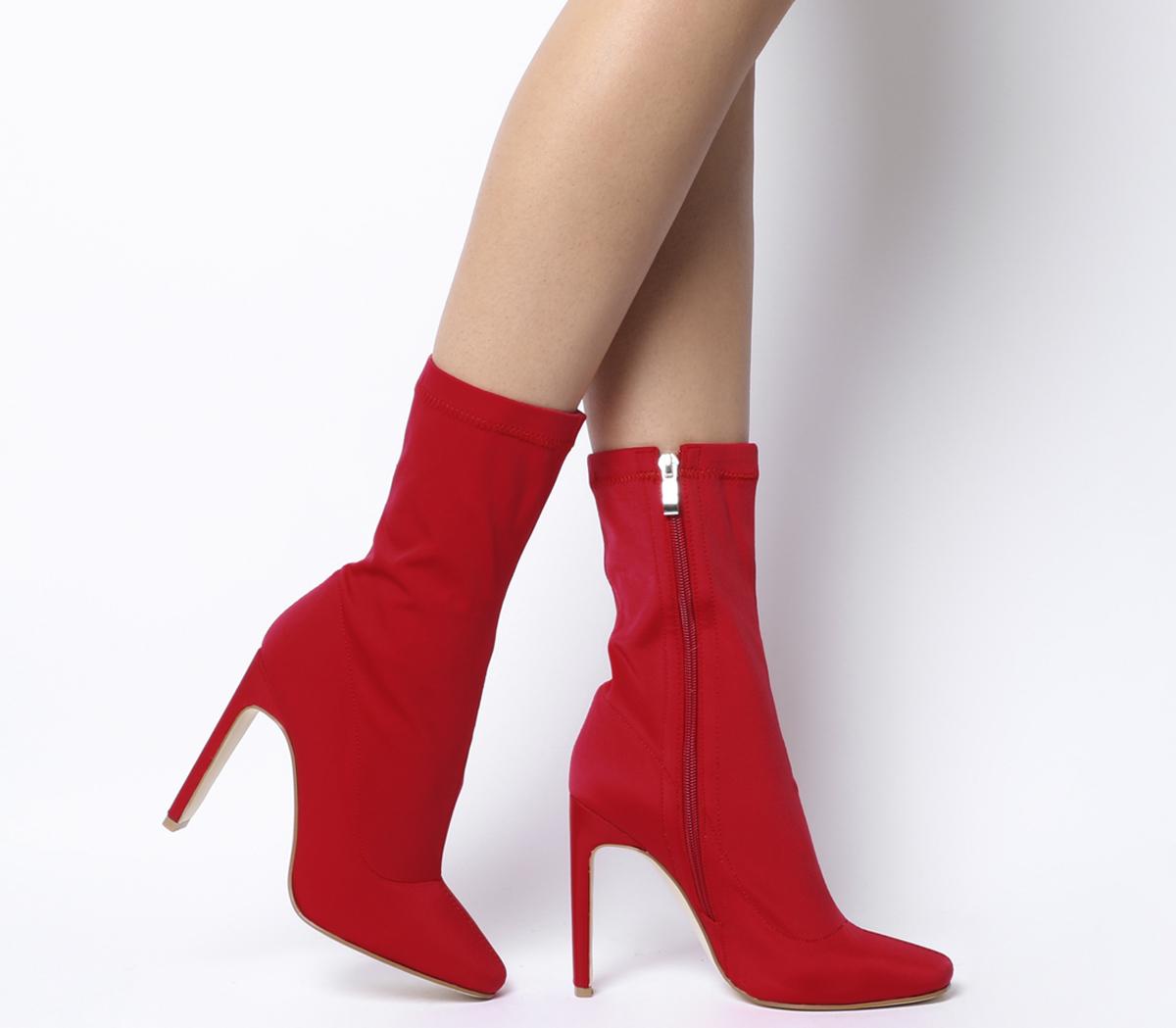 heeled boots red
