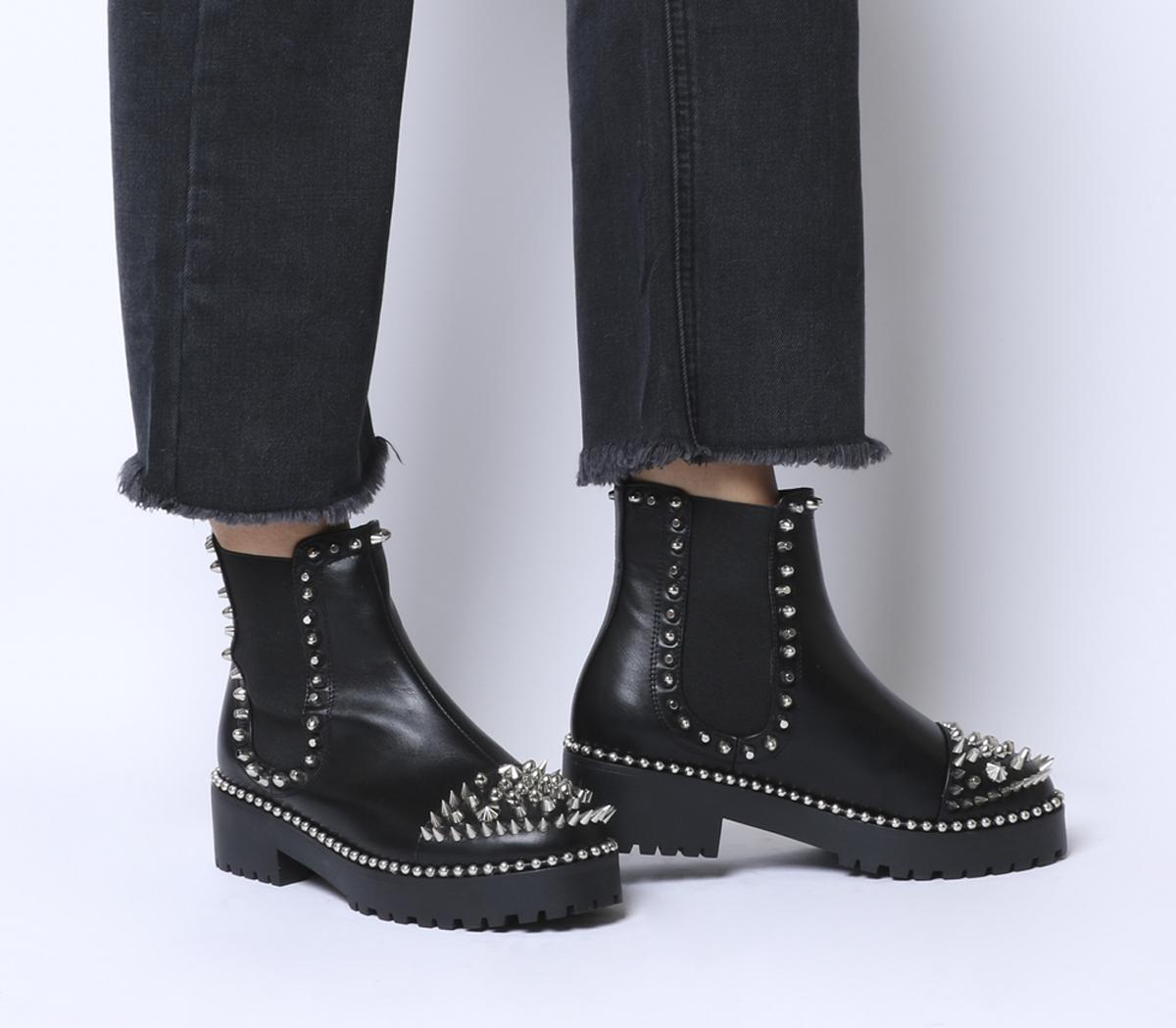 Ego Jack Stud Boots Black And Silver 