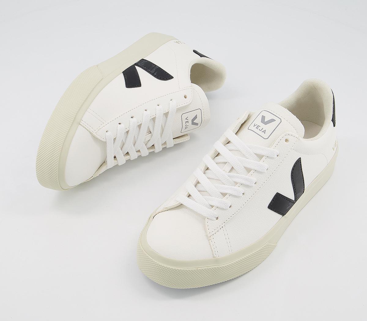 Veja Campo Trainers White Black Leather F - Hers trainers