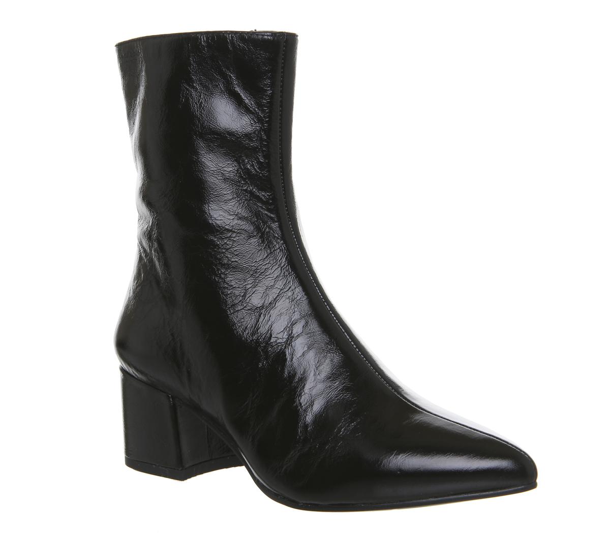 vagabond mya patent leather off white heeled ankle boot