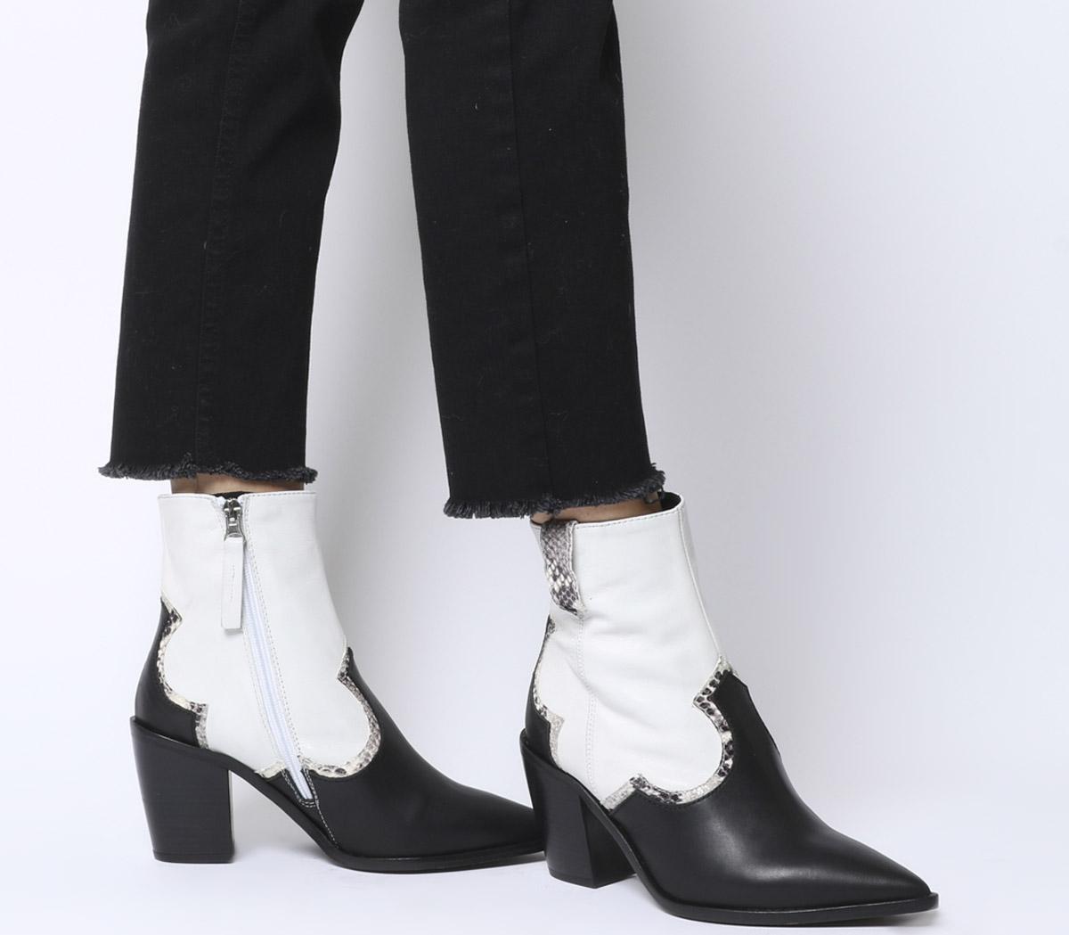 white leather cowboy ankle boots