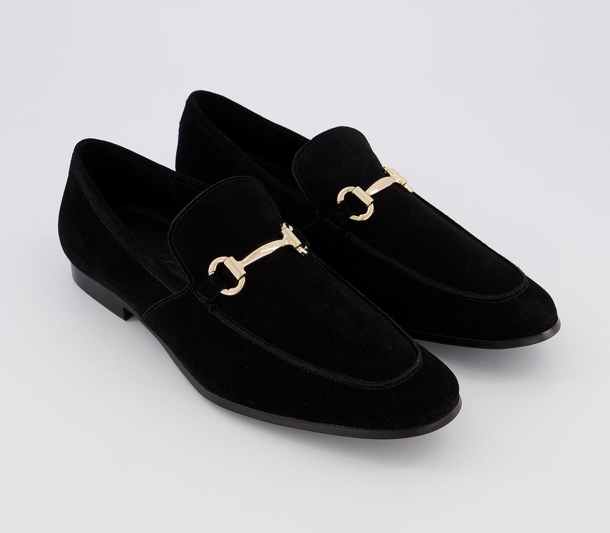 Office Lemming Snaffle Loafers Black Suede - Menâs Smart Shoes