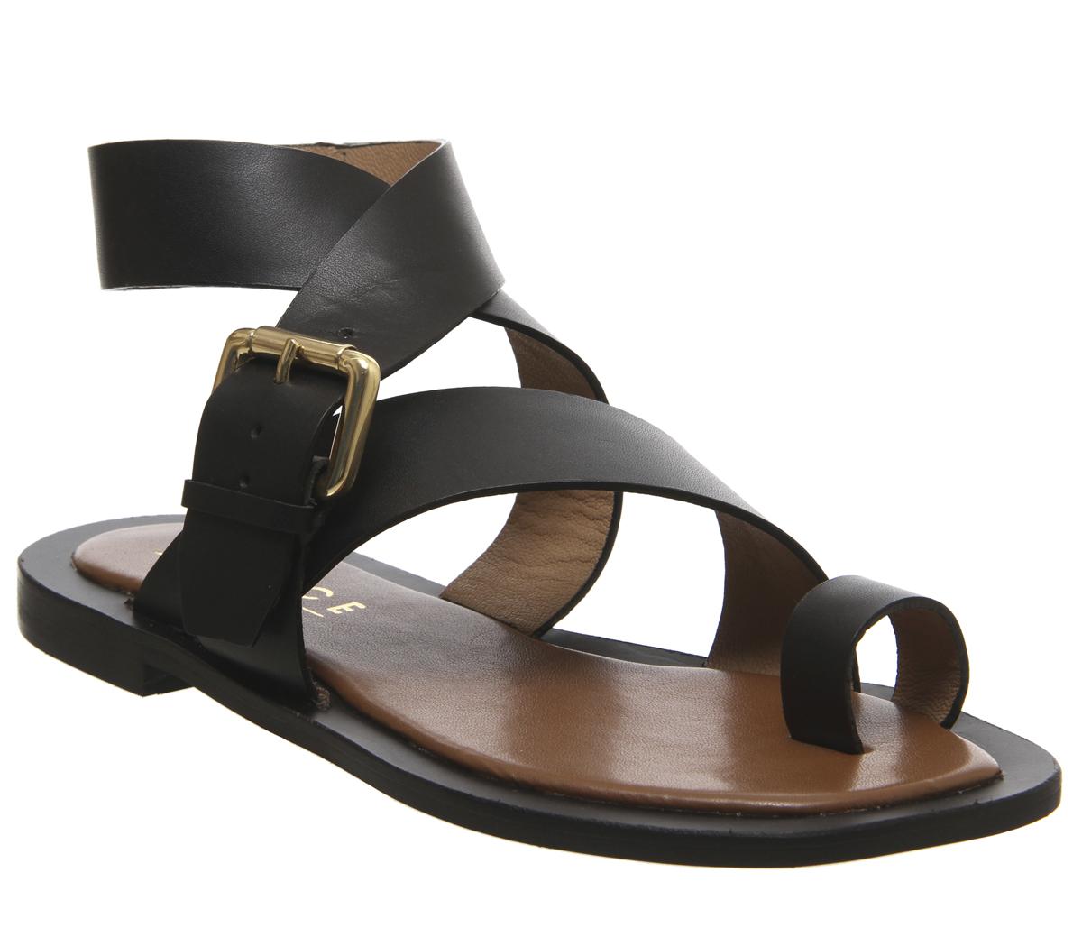  Office  Serenity Sandals  Black Leather Sandals 