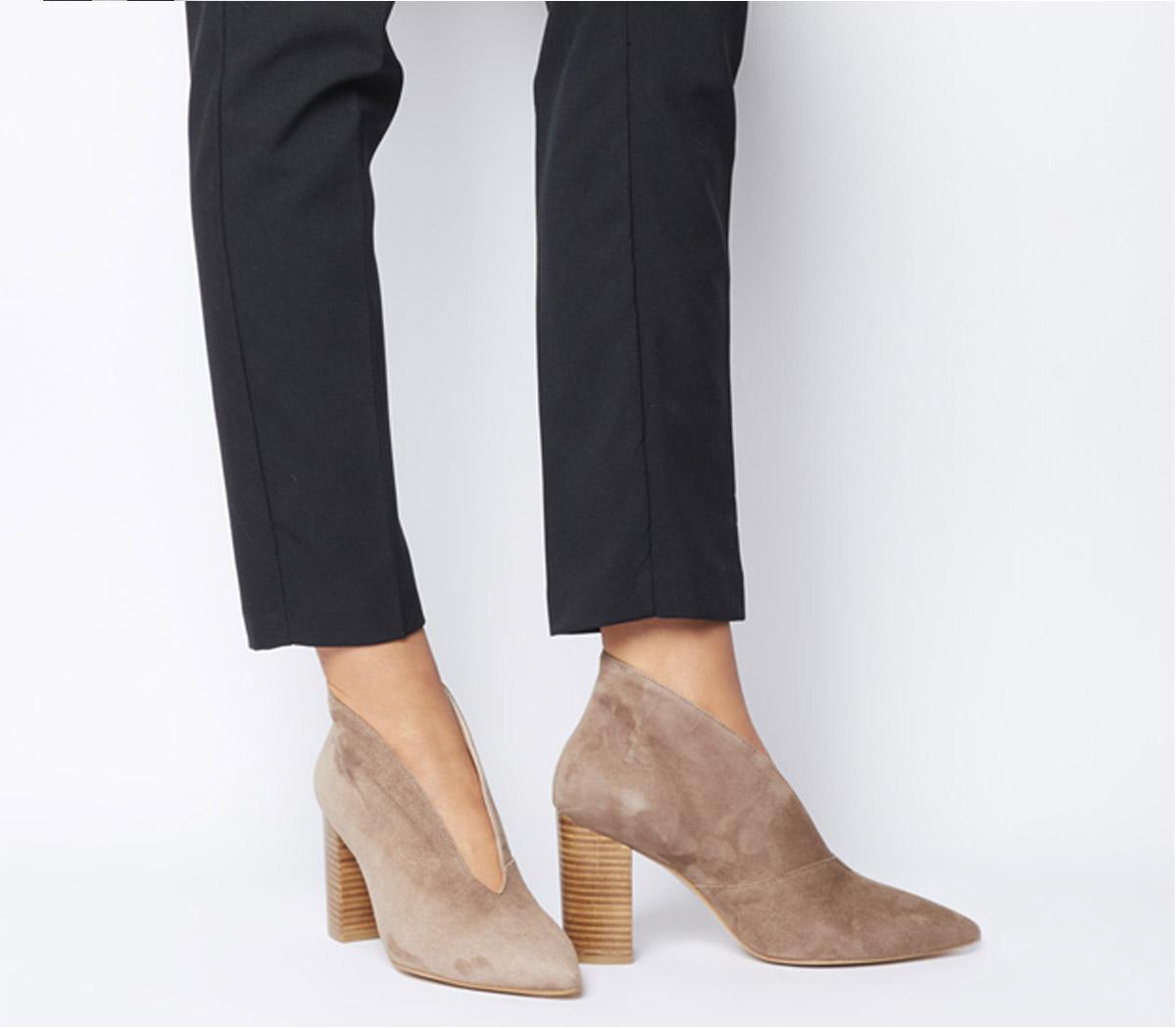 taupe suede court shoes