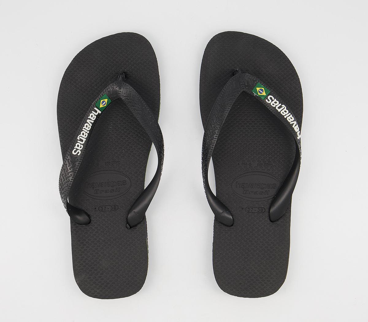 Havaianas Brasil Logo Flip Flops Black - Women’s Sandals