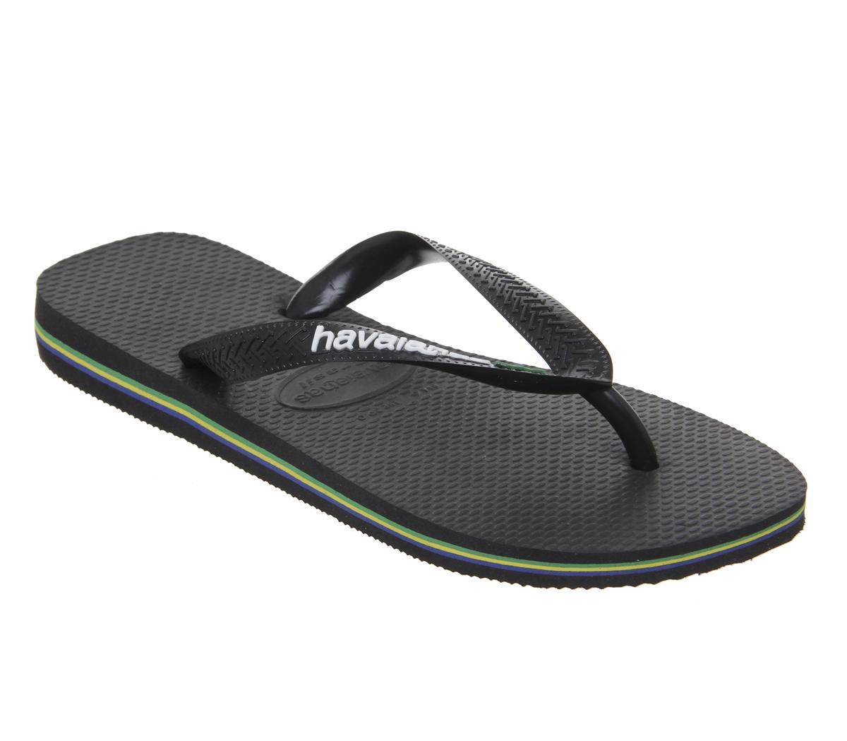 Havaianas Brasil Logo Flip Flops Black - Sandals