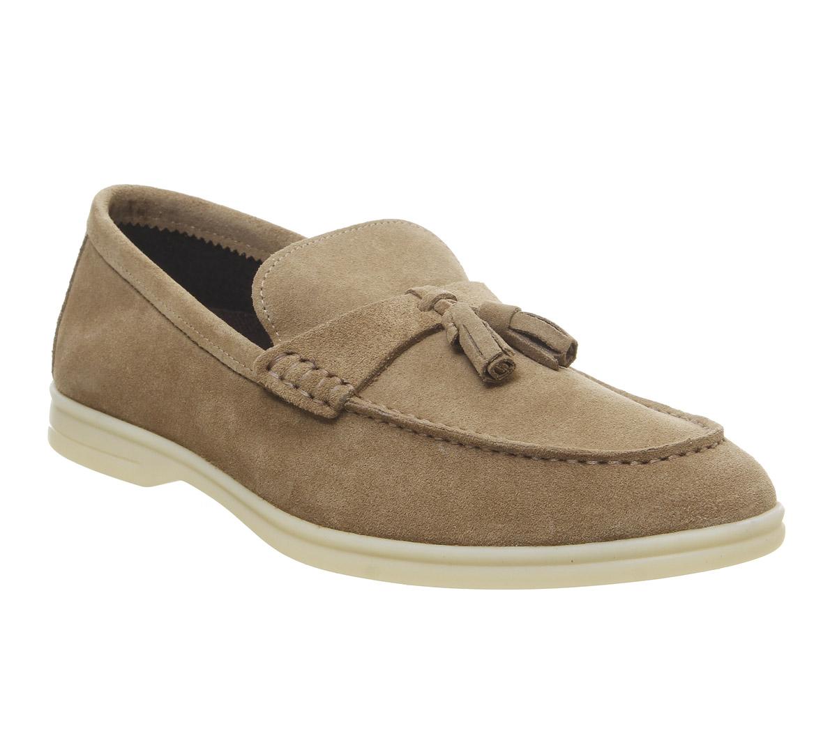 beige tassel loafers