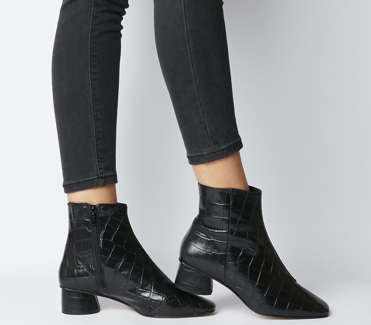 black croc ankle boots
