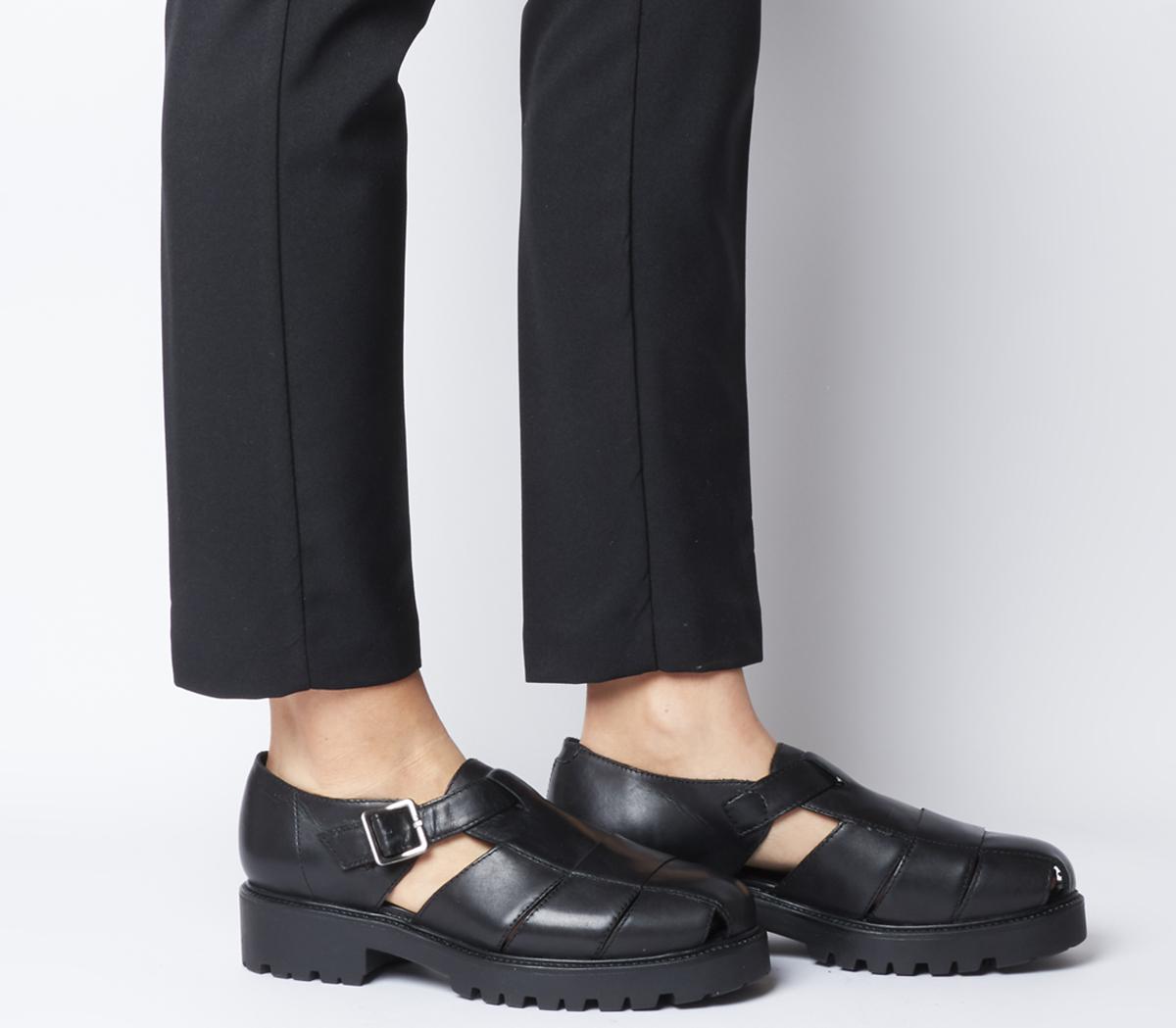 black flats with buckle