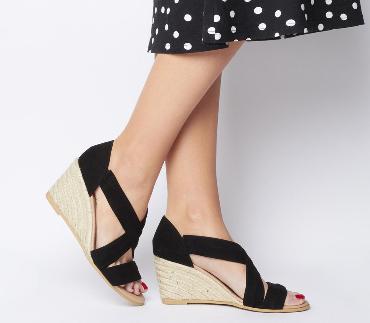 black wedge shoes wide fit