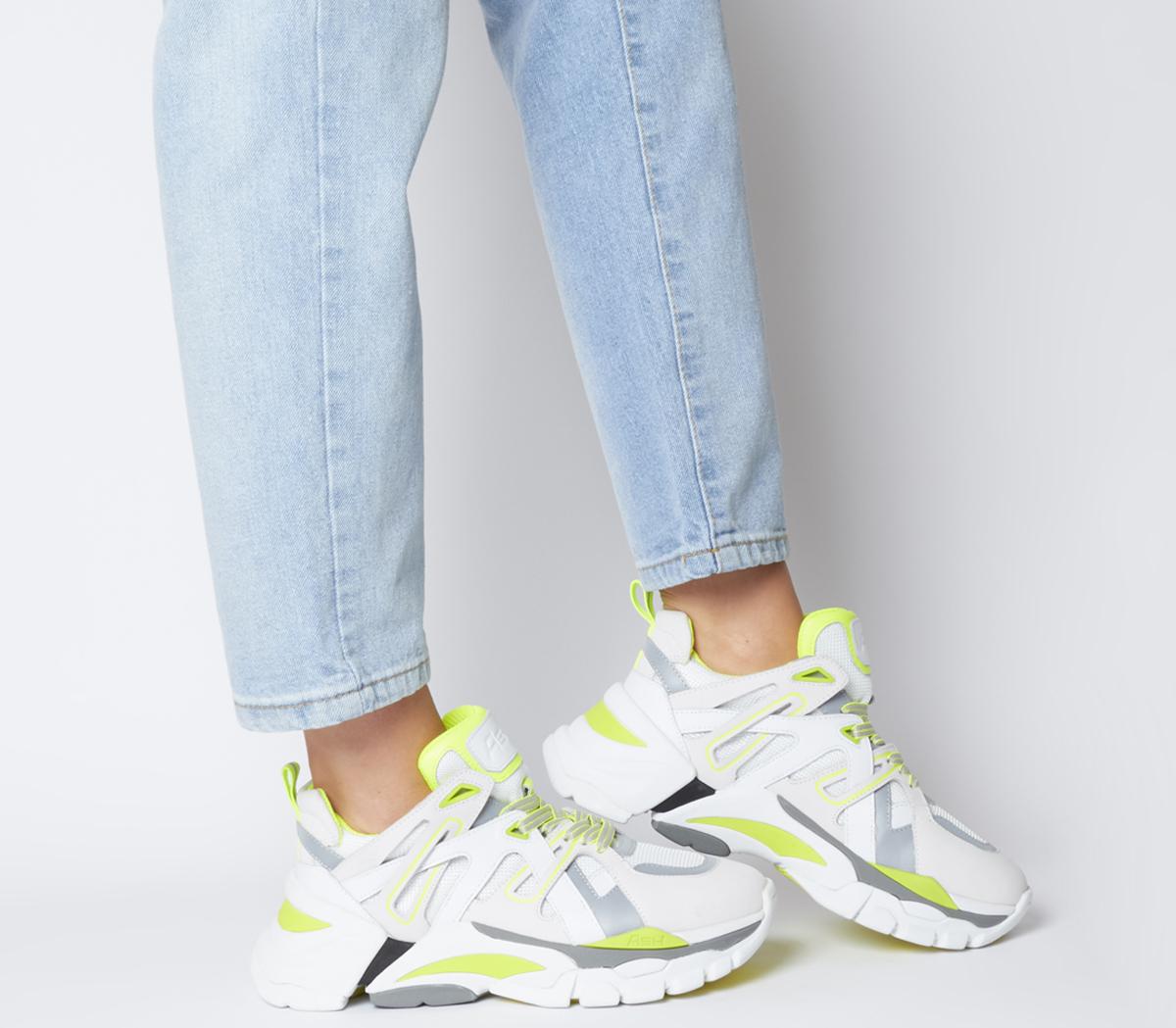 Ash Flash Trainers White Silver Yellow 