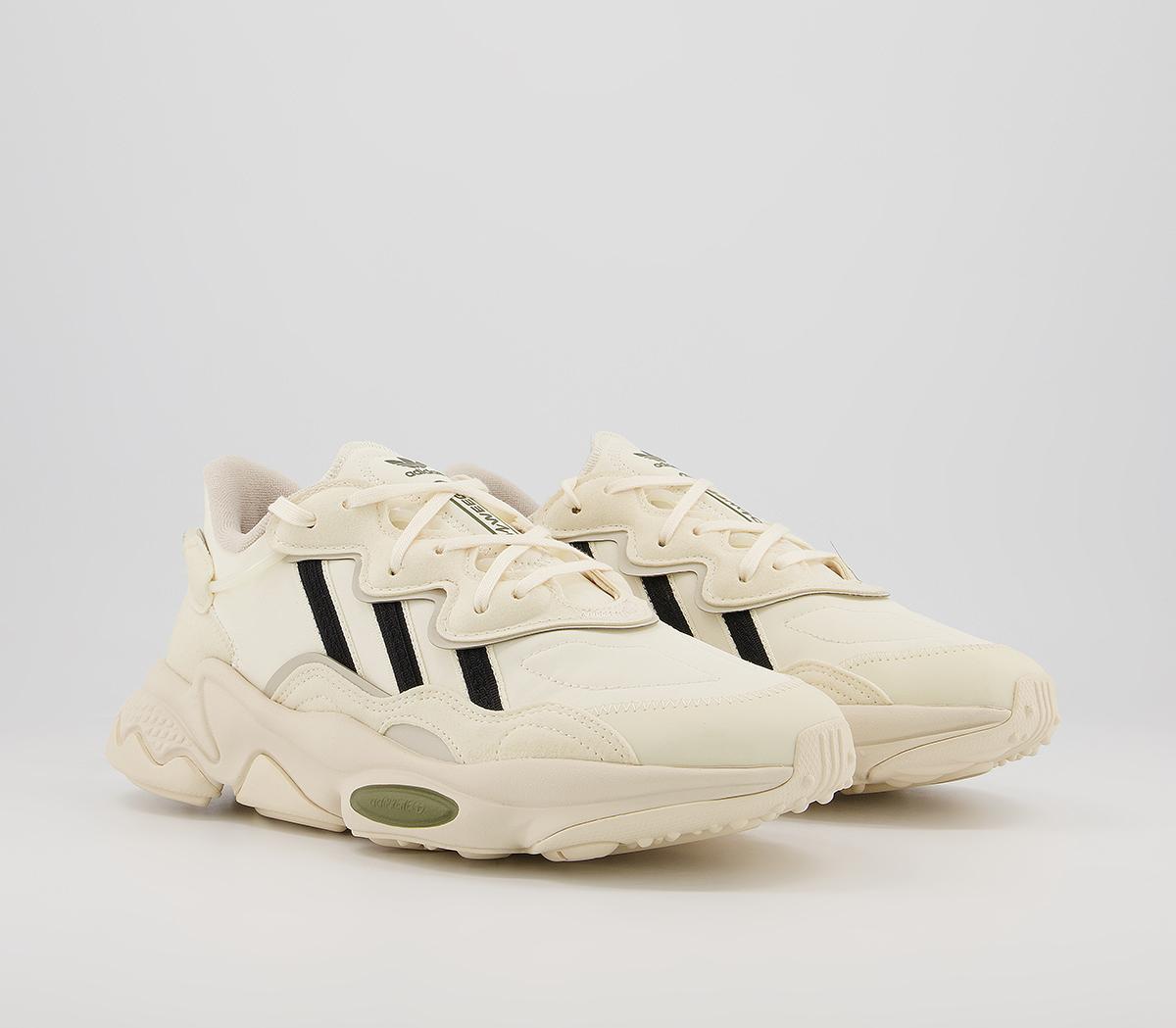 adidas originals ozweego trainers in white with multi 3 stripes