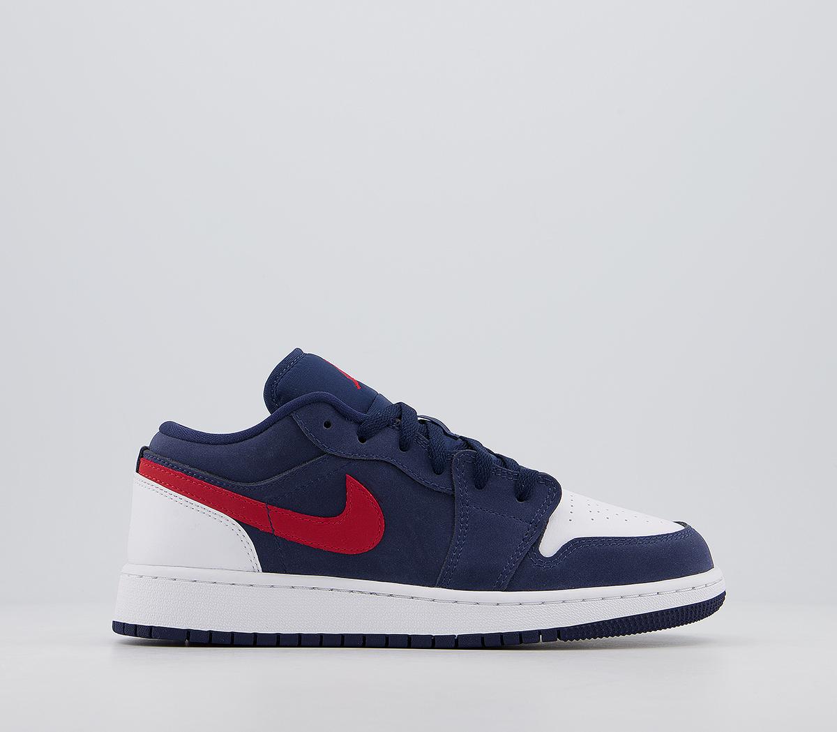 Jordan Air Jordan 1 Low Gs Trainers White Blue Red Hers Trainers