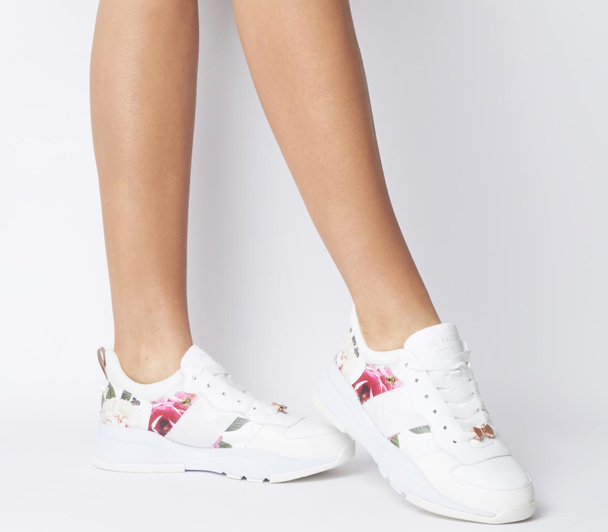 ted baker white leather trainers with floral sole