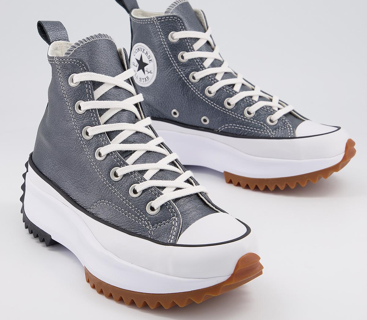 Converse Run Star Hike Trainers Egret Pearl Leather White Black - His trainers