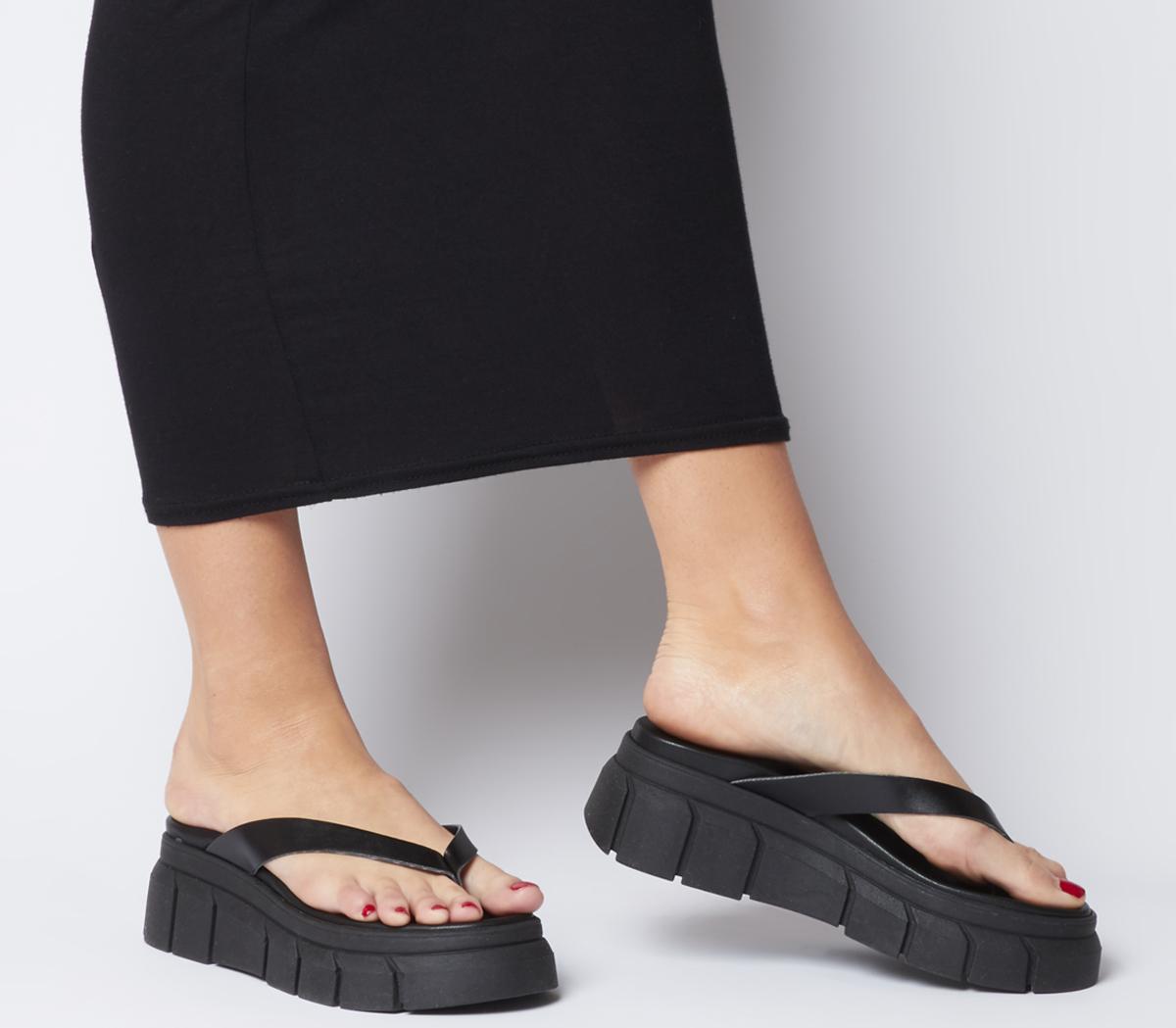 black chunky sandals