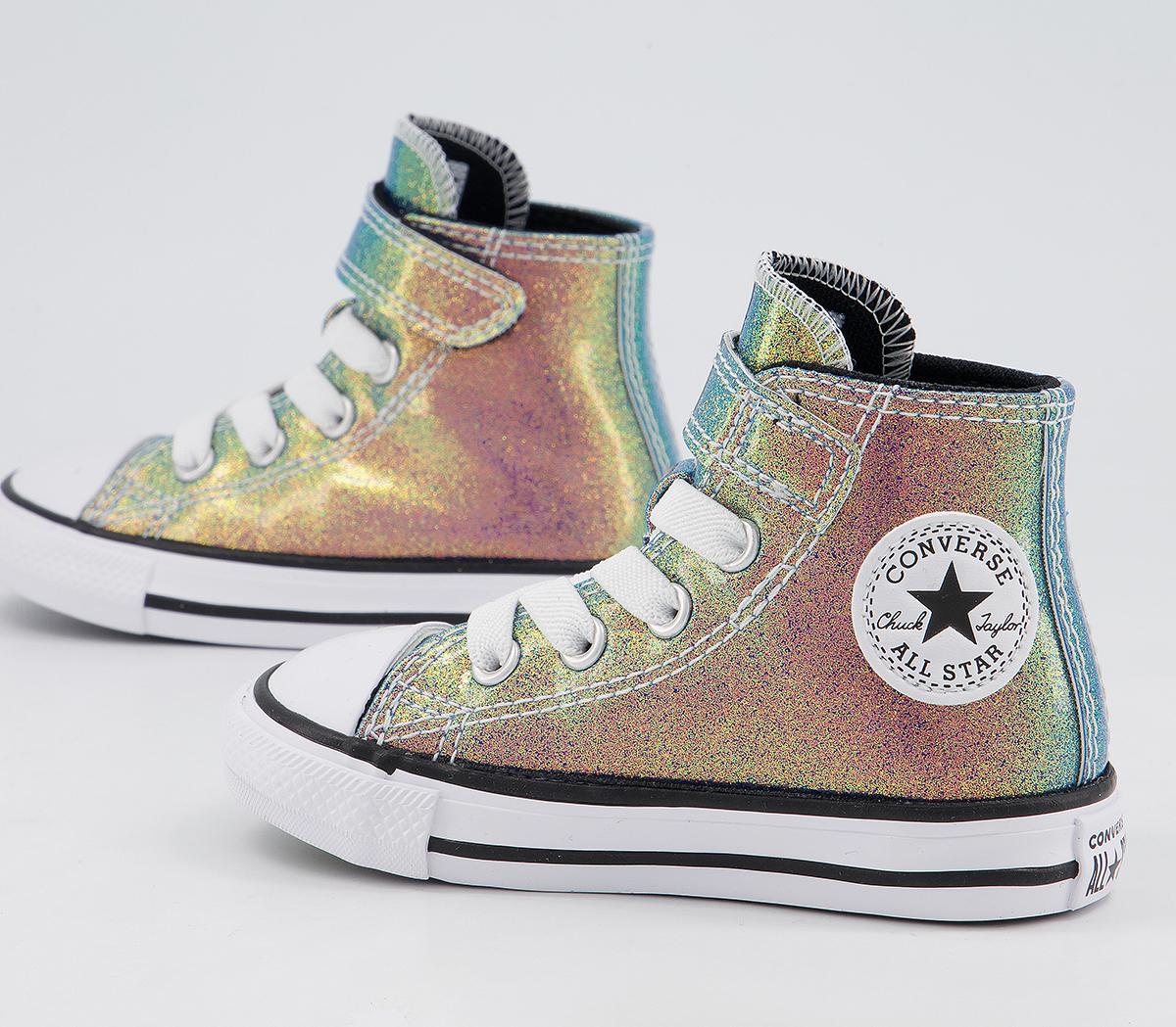 converse all star hi trainers white leather split iridescent exclusive
