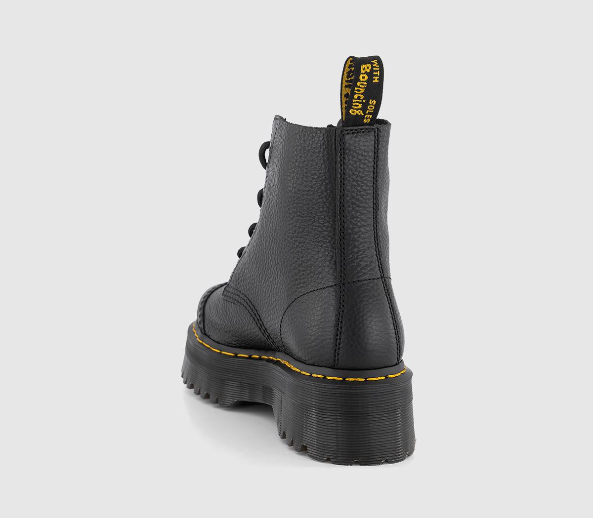 dr martens sinclair flatform zip leather boots in tumbled black