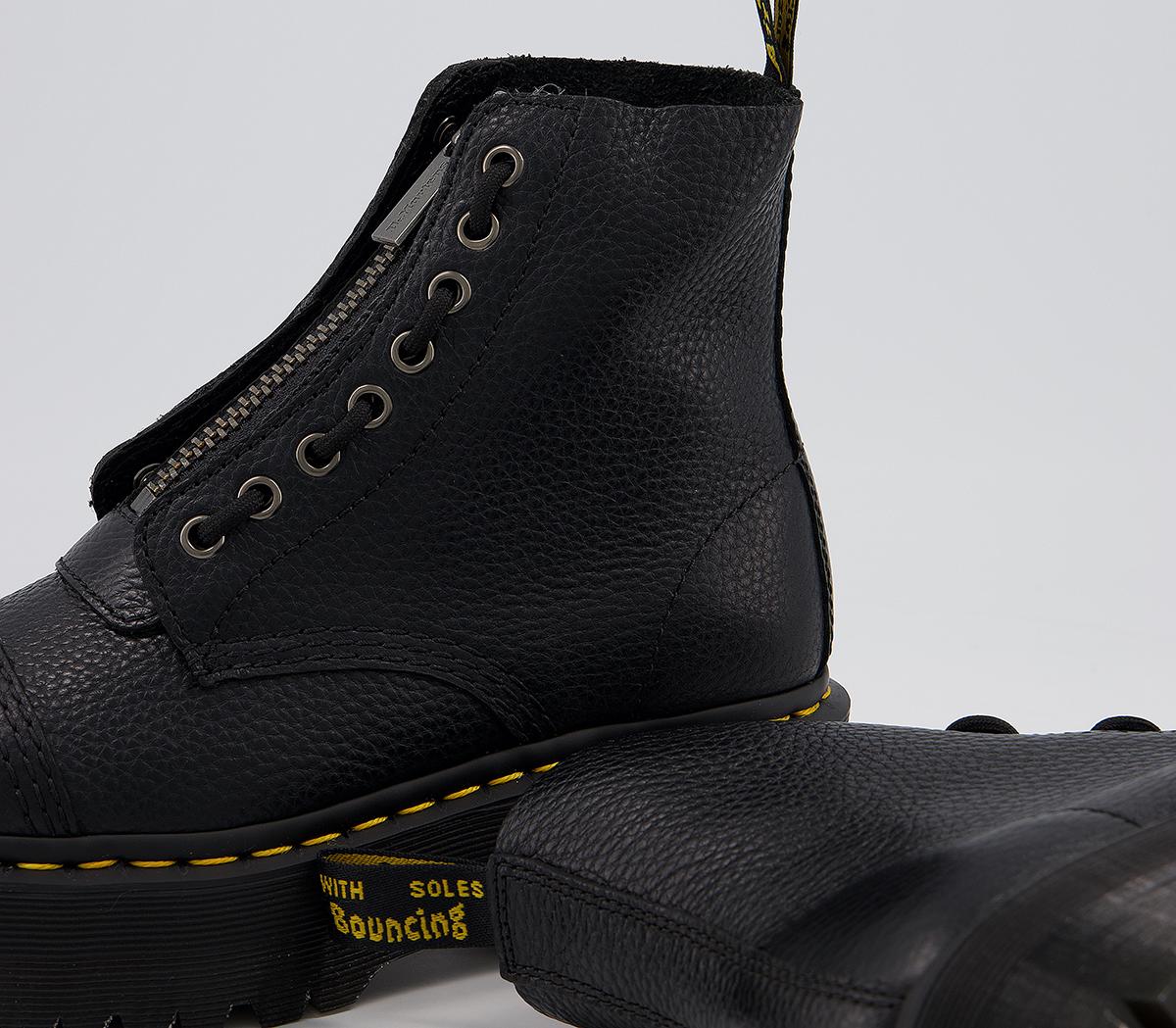 dr martens sinclair flatform zip leather boots in tumbled black