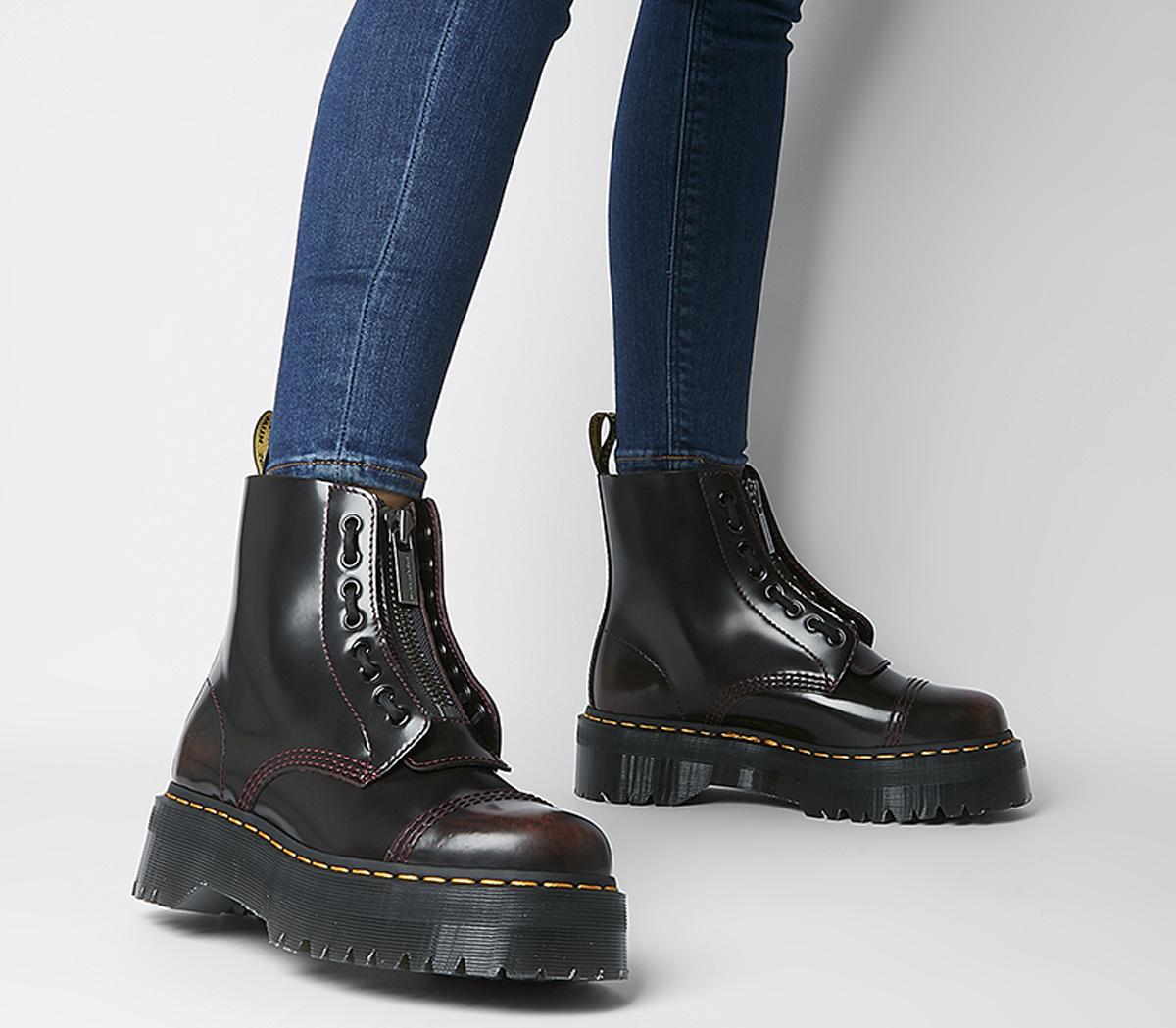 dr martens sinclair black leather zip chunky flatform boots